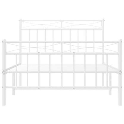 Estrutura de cama com cabeceira e pés 100x200 cm metal branco