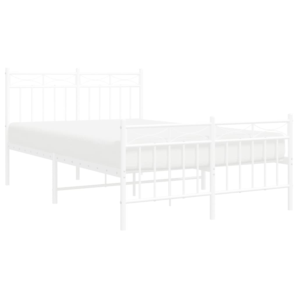 Estrutura de cama com cabeceira e pés 120x200 cm metal branco