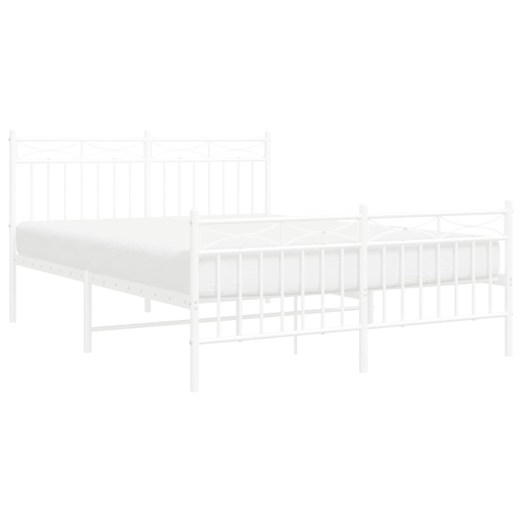 Estrutura de cama com cabeceira e pés 135x190 cm metal branco