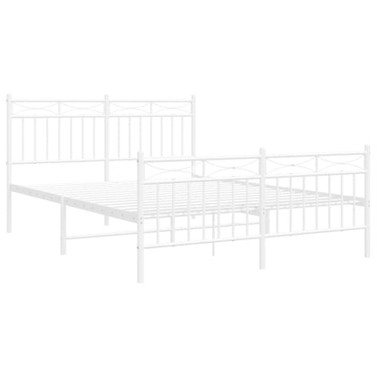 Estrutura de cama com cabeceira e pés 135x190 cm metal branco