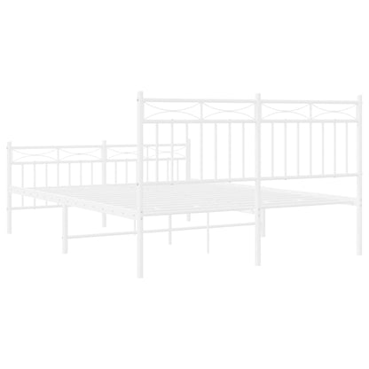 Estrutura de cama com cabeceira e pés 135x190 cm metal branco