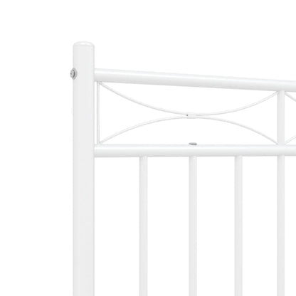 Estrutura de cama com cabeceira e pés 135x190 cm metal branco