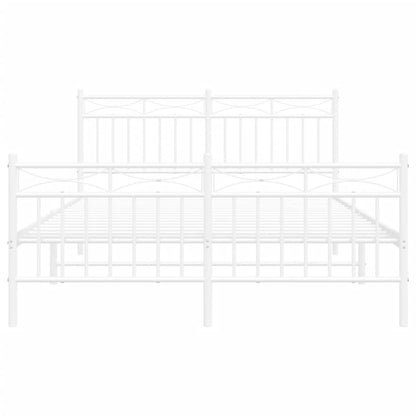 Estrutura de cama com cabeceira e pés 140x190 cm metal branco