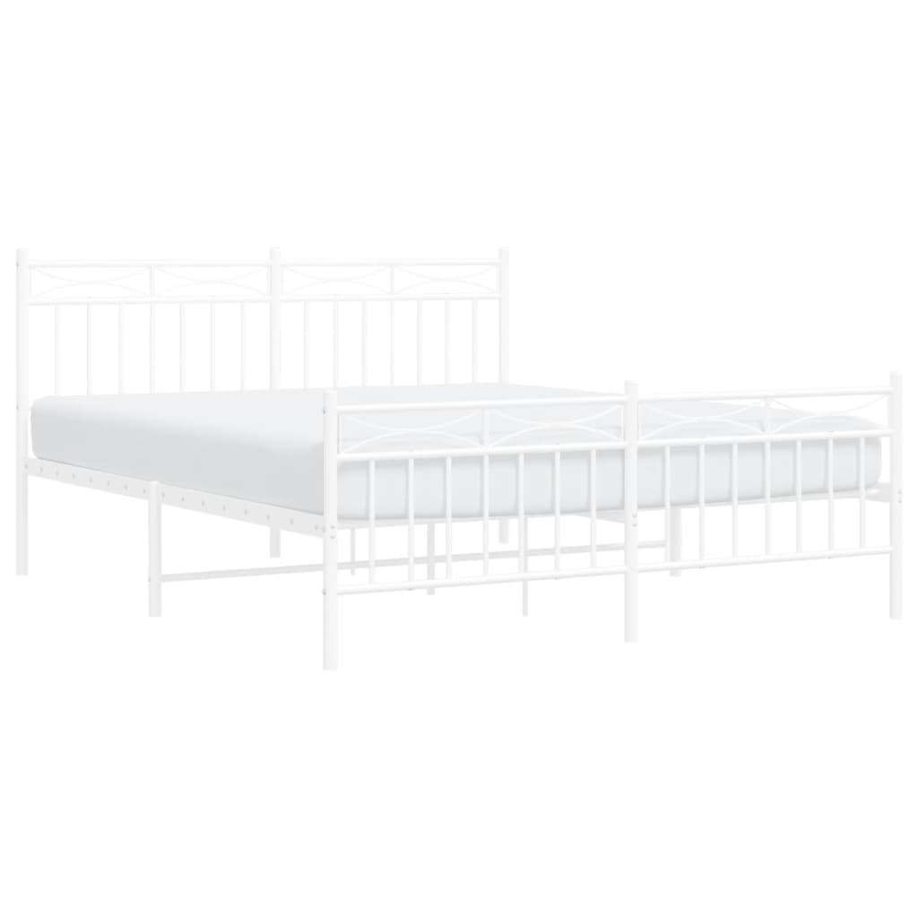 Estrutura de cama com cabeceira e pés 150x200 cm metal branco