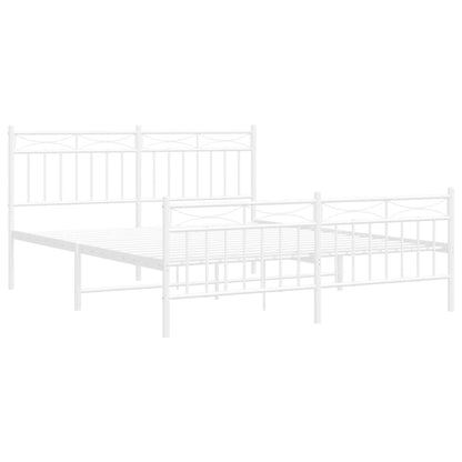 Estrutura de cama com cabeceira e pés 150x200 cm metal branco