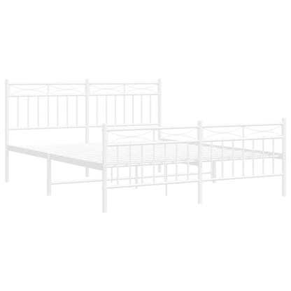 Estrutura de cama com cabeceira e pés 160x200 cm metal branco