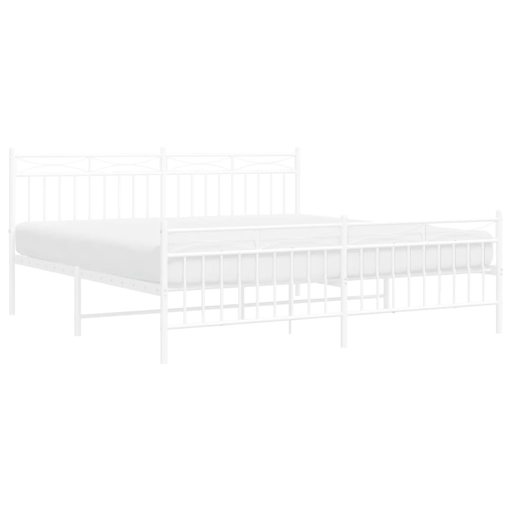 Estrutura de cama com cabeceira e pés 180x200 cm metal branco