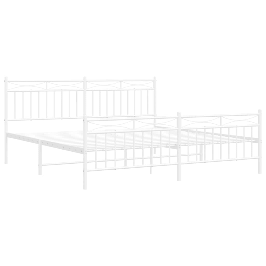 Estrutura de cama com cabeceira e pés 180x200 cm metal branco