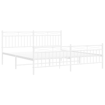 Estrutura de cama com cabeceira e pés 180x200 cm metal branco