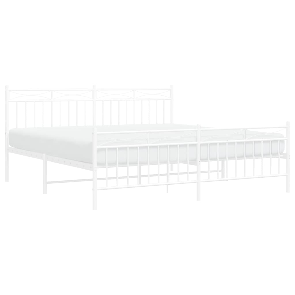 Estrutura de cama com cabeceira e pés 183x213 cm metal branco