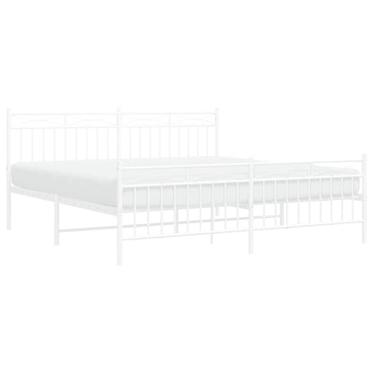 Estrutura de cama com cabeceira e pés 183x213 cm metal branco