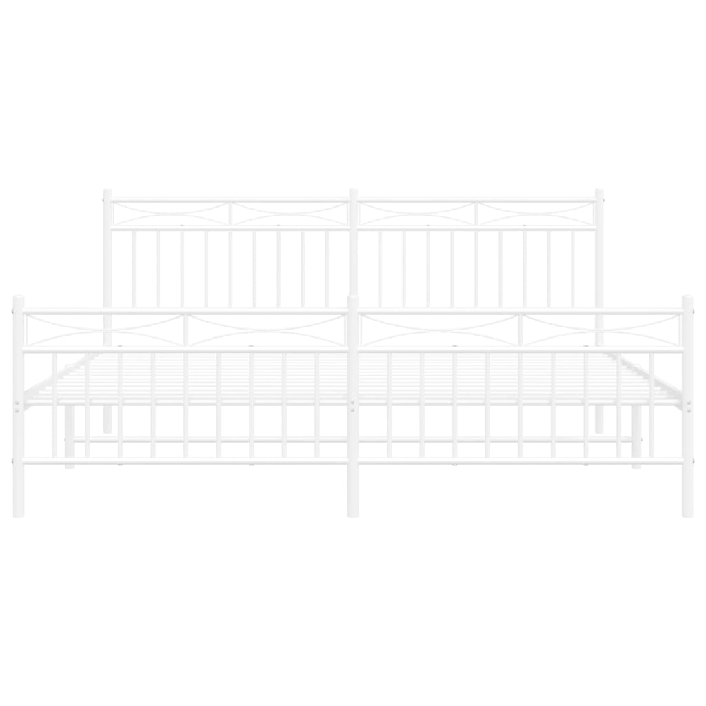 Estrutura de cama com cabeceira e pés 183x213 cm metal branco