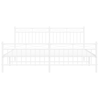 Estrutura de cama com cabeceira e pés 183x213 cm metal branco