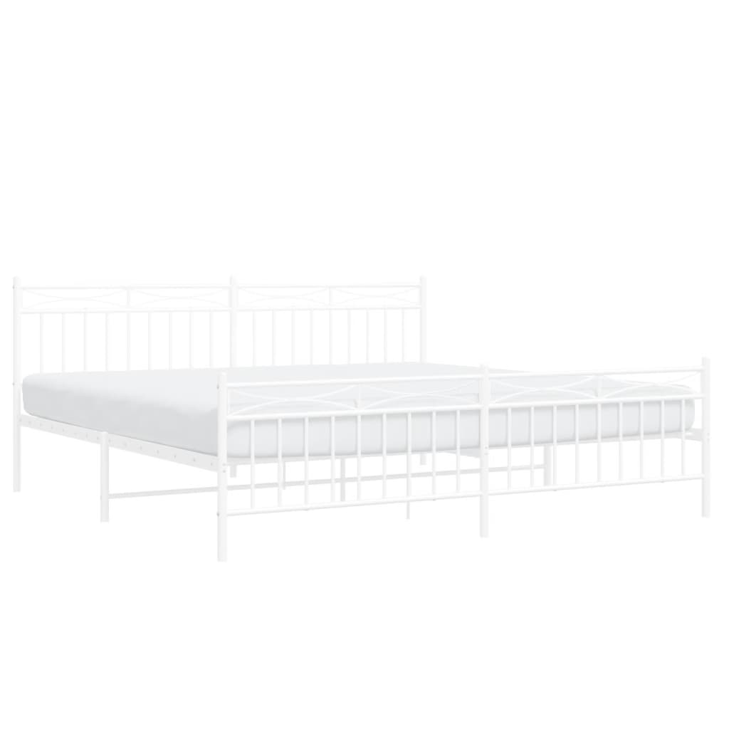 Estrutura de cama com cabeceira e pés 200x200 cm metal branco