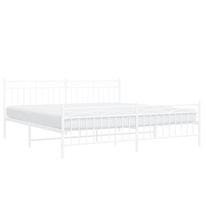 Estrutura de cama com cabeceira e pés 200x200 cm metal branco