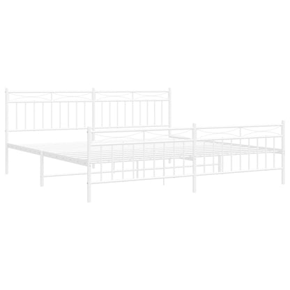 Estrutura de cama com cabeceira e pés 200x200 cm metal branco