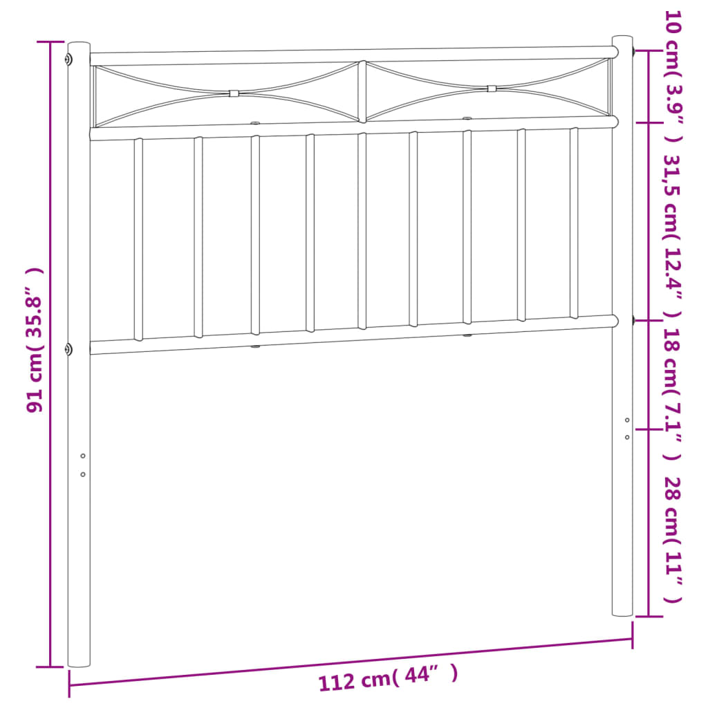 Cabeceira de cama 107 cm metal branco