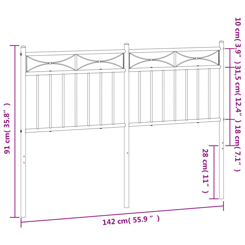 Cabeceira de cama 135 cm metal branco