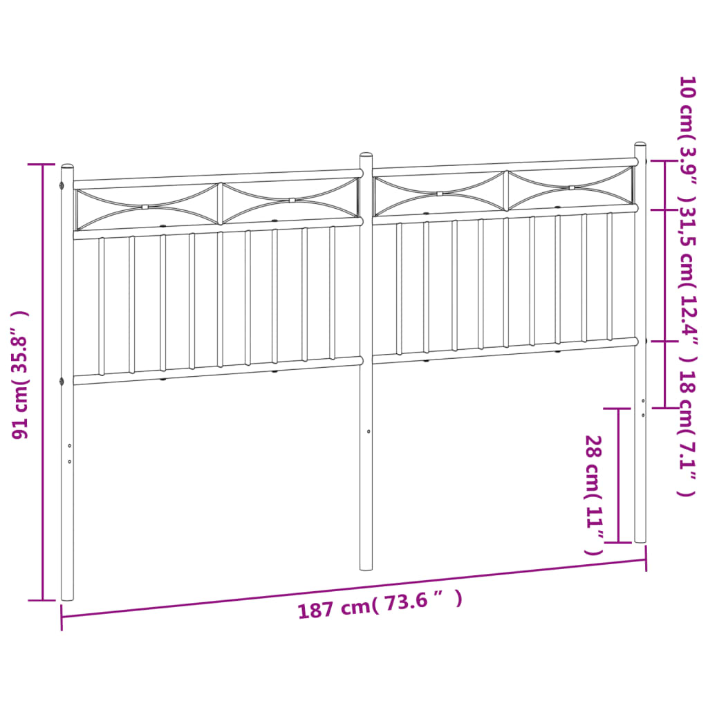 Cabeceira de cama 180 cm metal branco