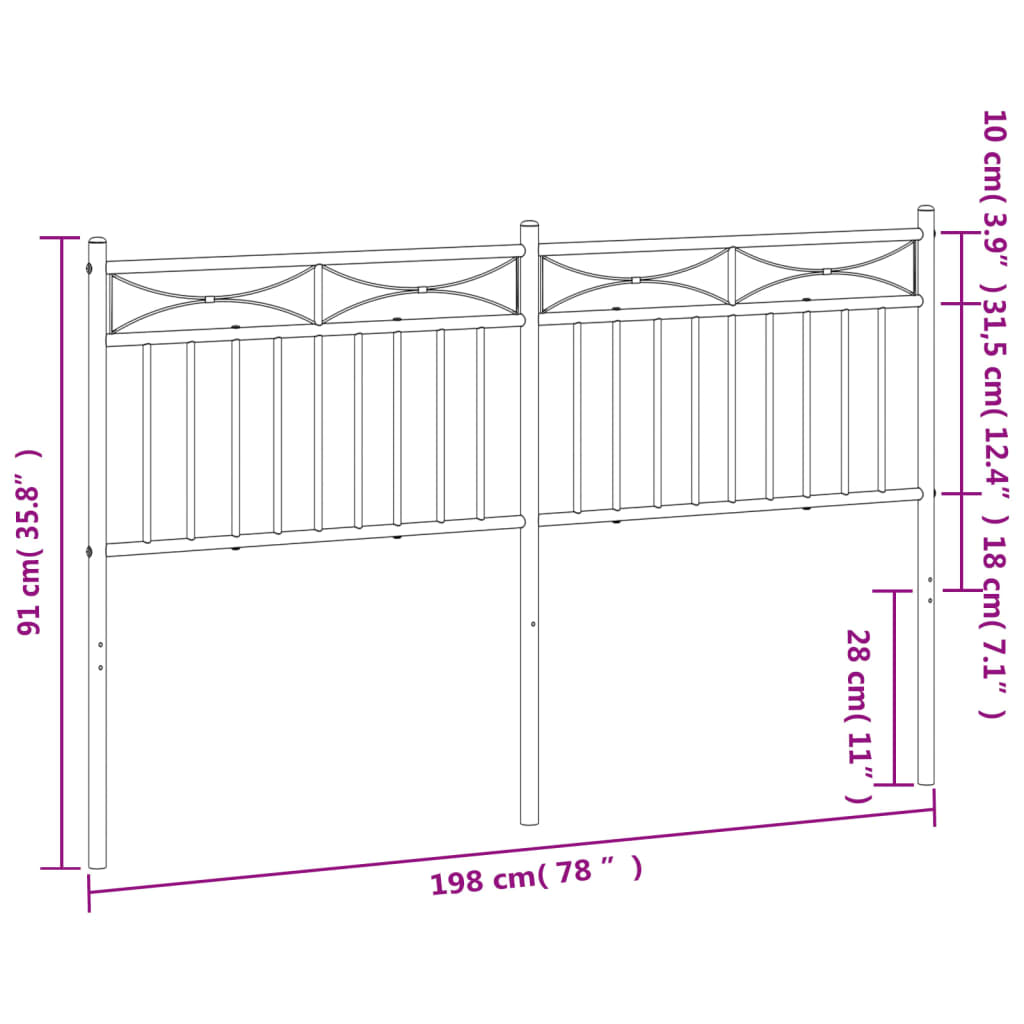 Cabeceira de cama 193 cm metal branco