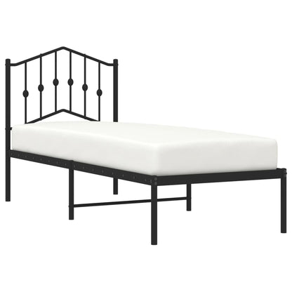 Estrutura de cama com cabeceira 75x190 cm metal preto