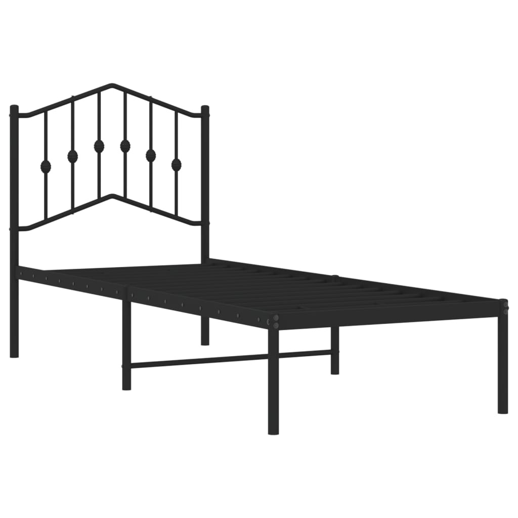 Estrutura de cama com cabeceira 75x190 cm metal preto