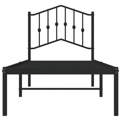 Estrutura de cama com cabeceira 75x190 cm metal preto