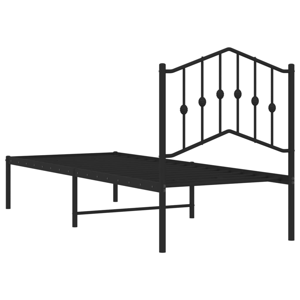 Estrutura de cama com cabeceira 75x190 cm metal preto