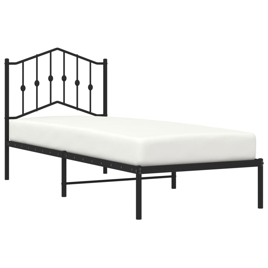 Estrutura de cama com cabeceira 90x190 cm metal preto