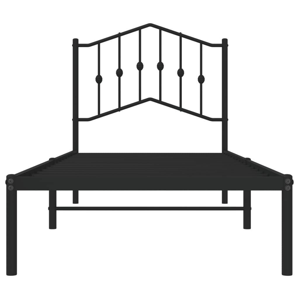 Estrutura de cama com cabeceira 90x190 cm metal preto