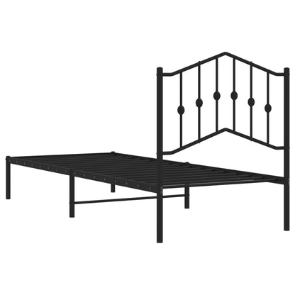 Estrutura de cama com cabeceira 90x190 cm metal preto