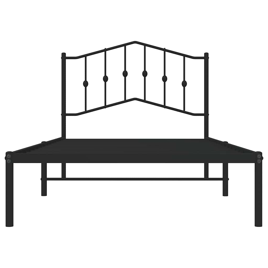 Estrutura de cama com cabeceira 100x190 cm metal preto