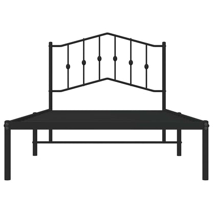 Estrutura de cama com cabeceira 100x190 cm metal preto