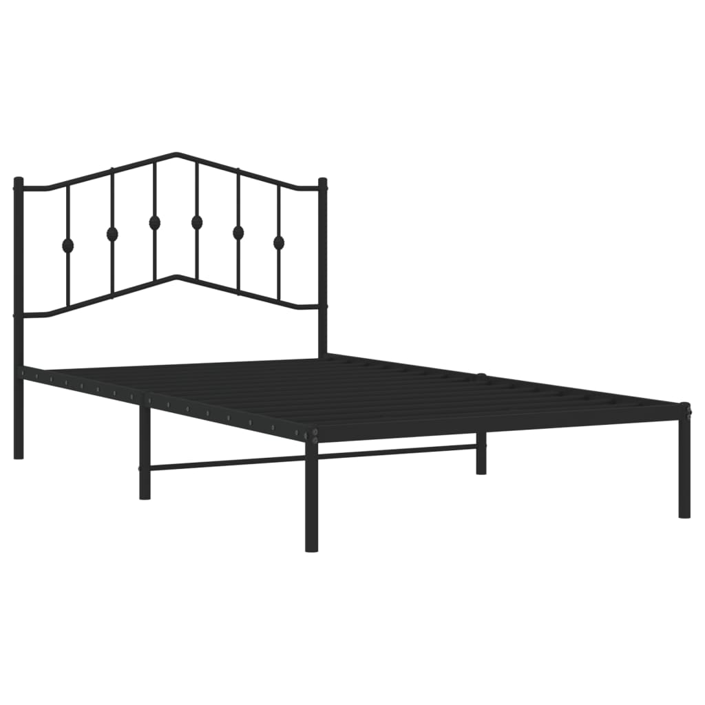 Estrutura de cama com cabeceira 100x200 cm metal preto