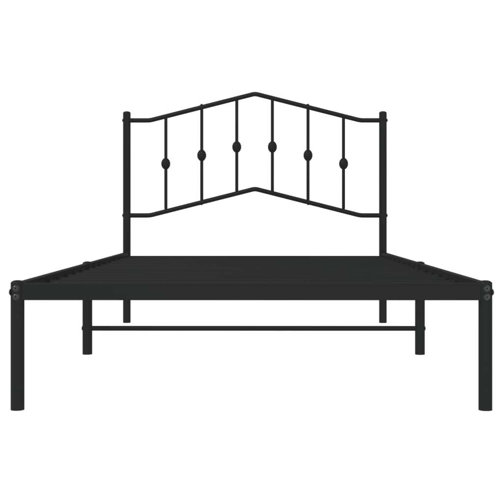 Estrutura de cama com cabeceira 100x200 cm metal preto