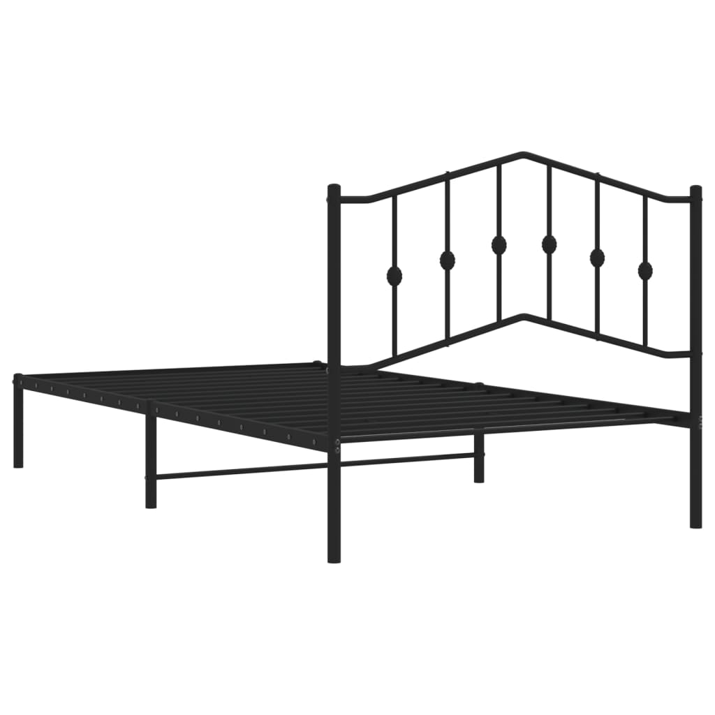 Estrutura de cama com cabeceira 100x200 cm metal preto