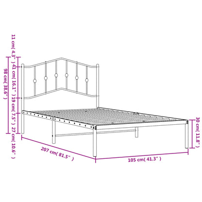 Estrutura de cama com cabeceira 100x200 cm metal preto