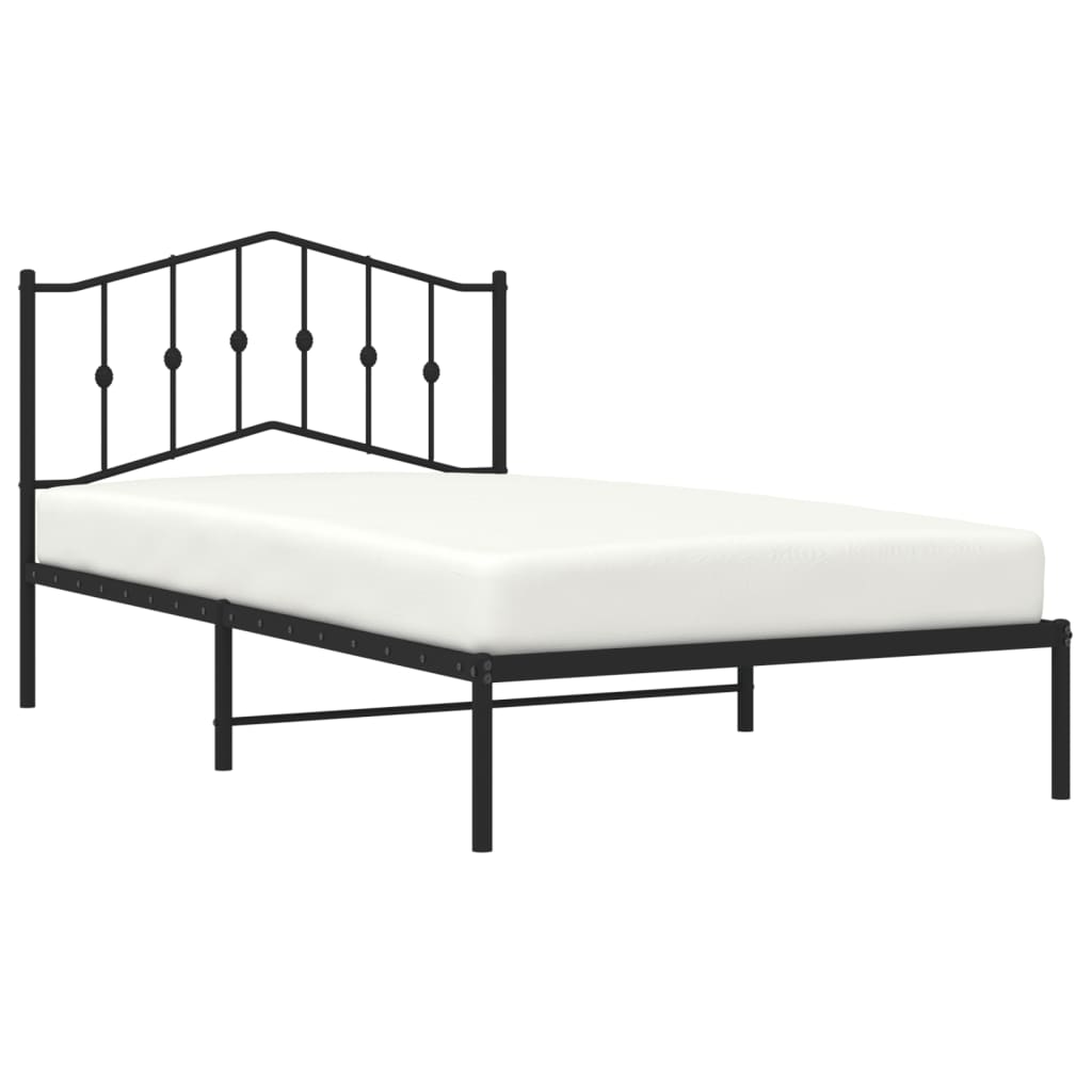 Estrutura de cama com cabeceira 107x203 cm metal preto