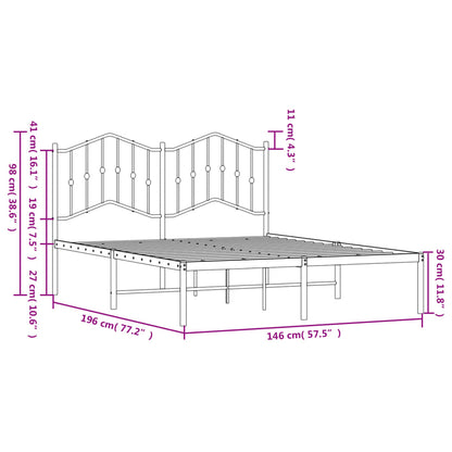 Estrutura de cama com cabeceira 140x190 cm metal preto