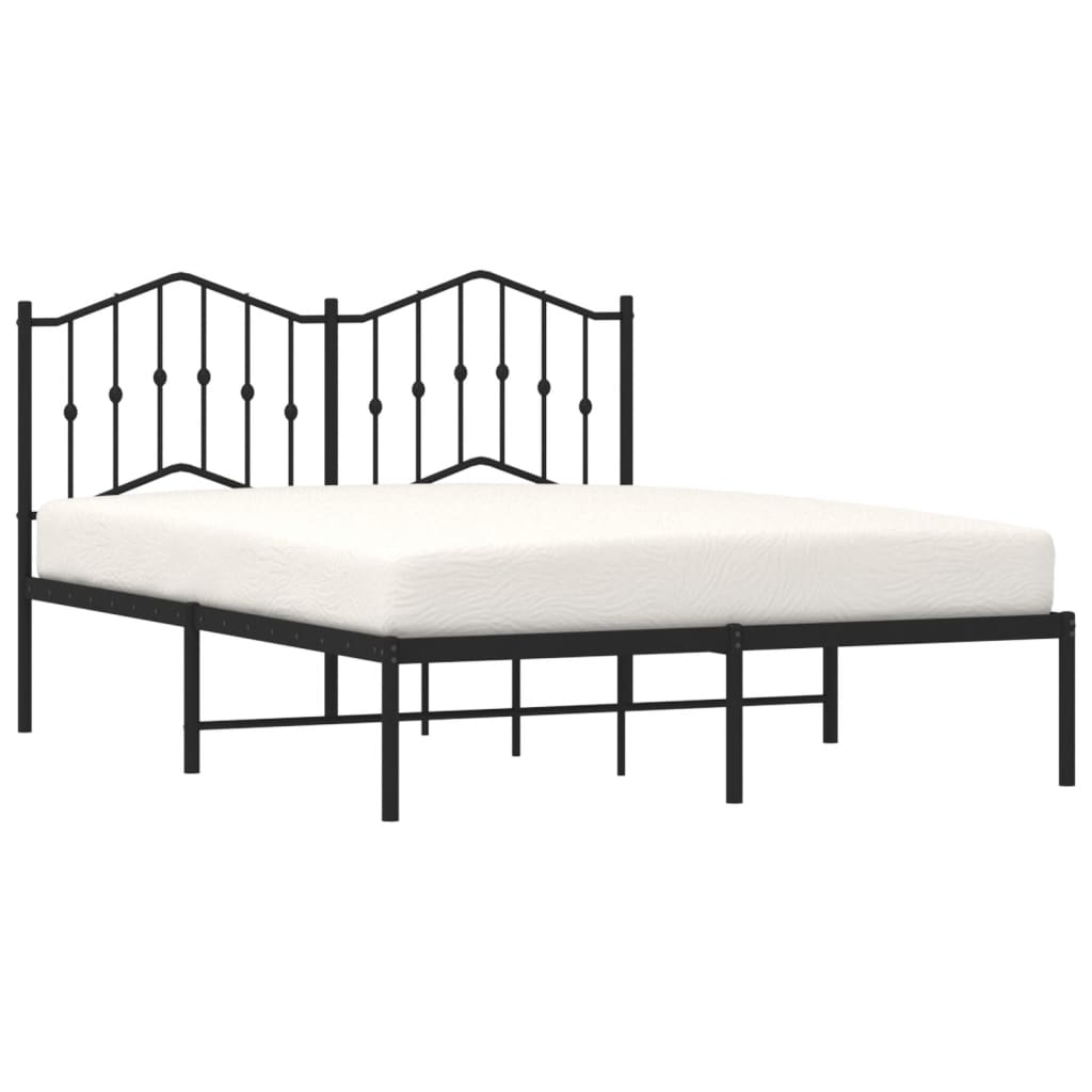 Estrutura de cama em metal com cabeceira 150x200 cm preto