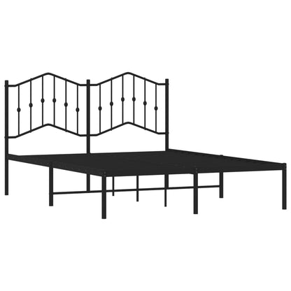 Estrutura de cama em metal com cabeceira 150x200 cm preto