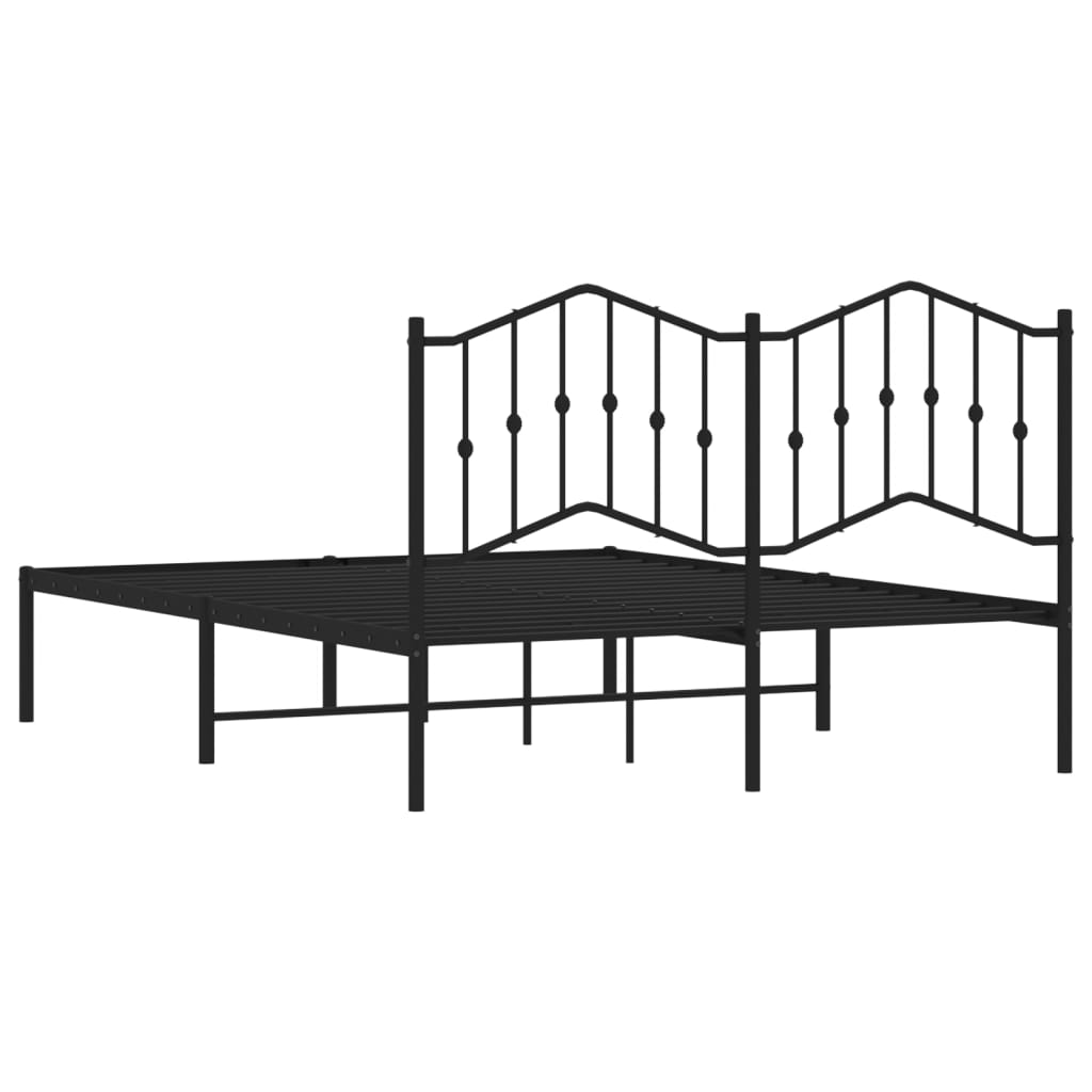 Estrutura de cama em metal com cabeceira 150x200 cm preto