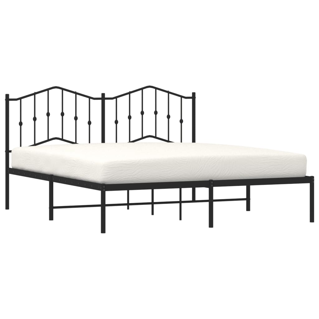 Estrutura de cama com cabeceira 160x200 cm metal preto