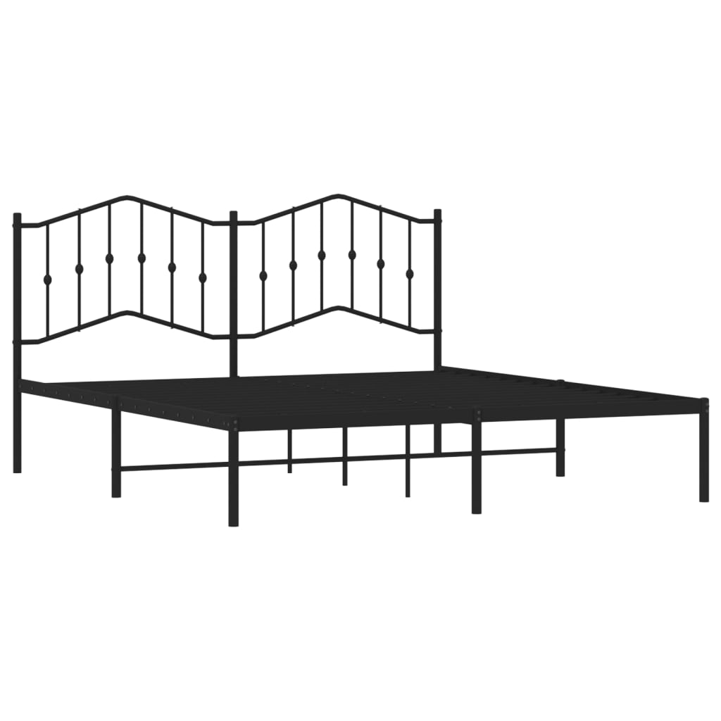 Estrutura de cama com cabeceira 160x200 cm metal preto