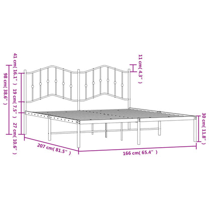 Estrutura de cama com cabeceira 160x200 cm metal preto