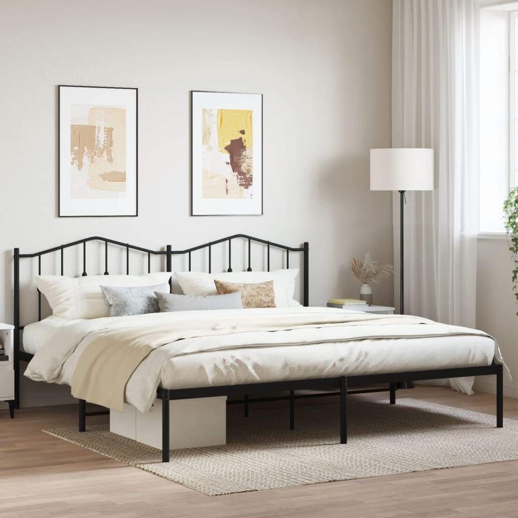 Estrutura de cama com cabeceira 193x203 cm metal preto