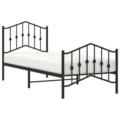 Estrutura de cama com cabeceira e pés 80x200 cm metal preto