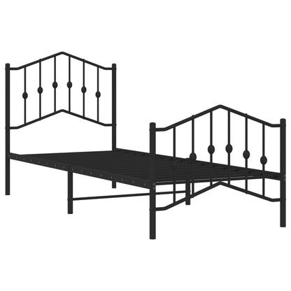 Estrutura de cama com cabeceira e pés 80x200 cm metal preto