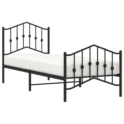 Estrutura de cama com cabeceira e pés 90x200 cm metal preto