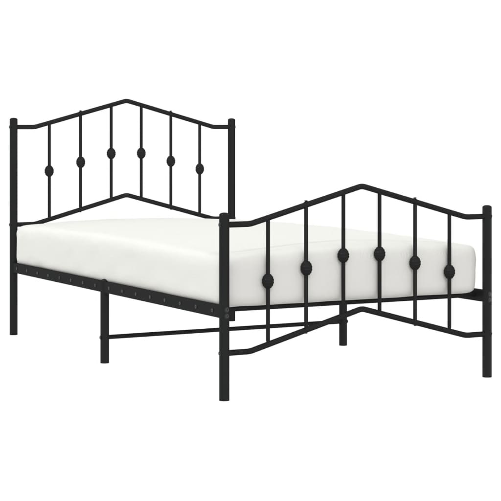 Estrutura de cama com cabeceira e pés 100x190 cm metal preto